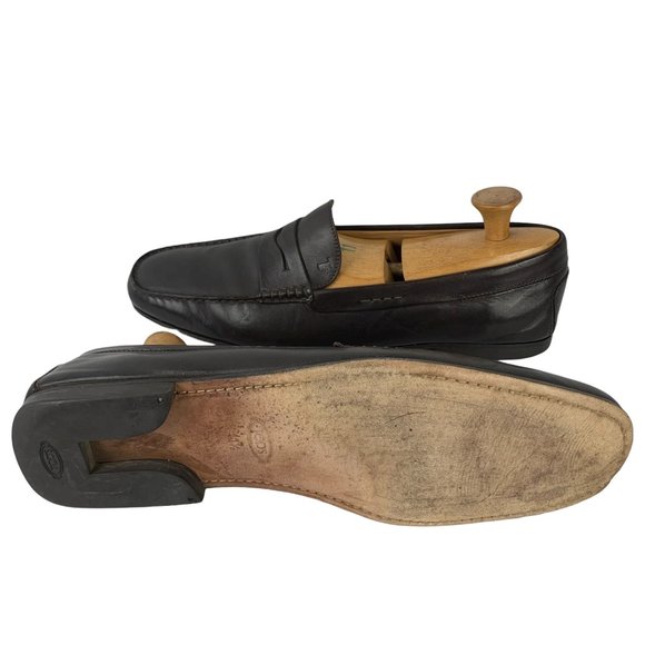 TODs Chocolate‎ Brown Leather Dress Penny Loafers main image 10